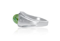 GRS Certified Chrysoberyl Cats Eye Mens Ring 14k White Gold Setting