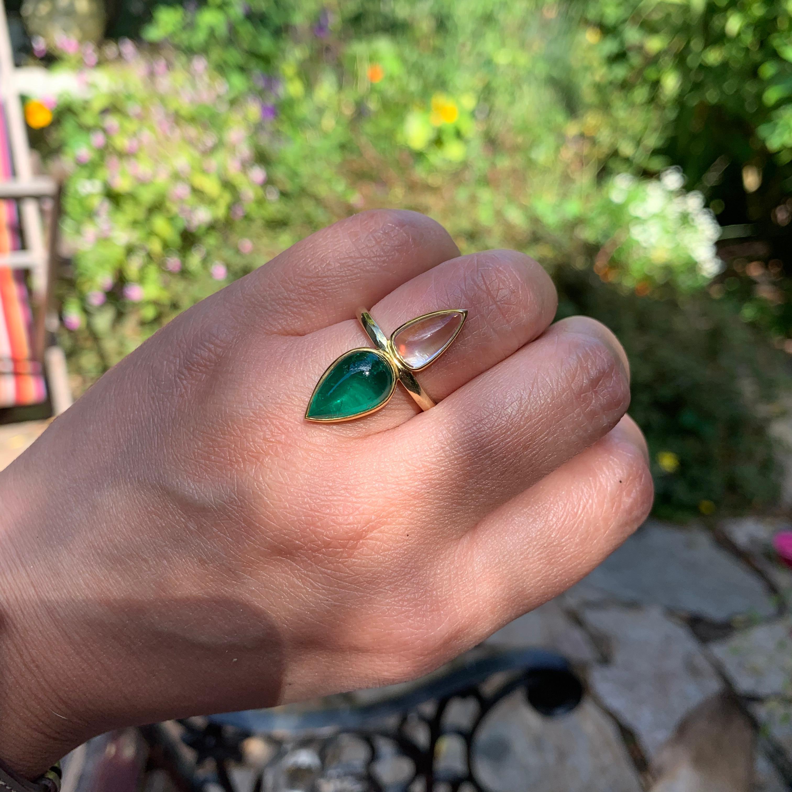 emerald and moonstone ring