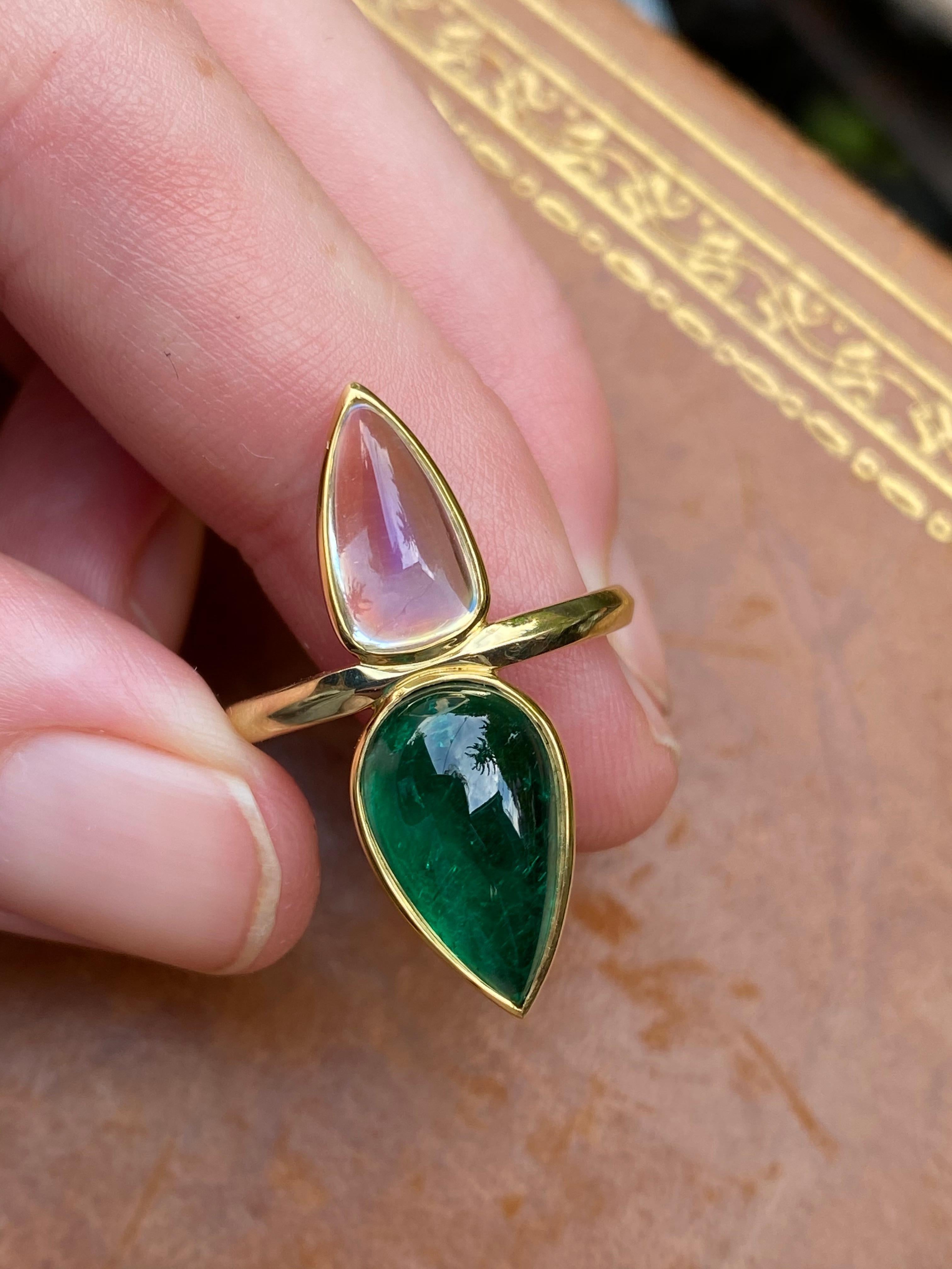 moonstone and emerald ring