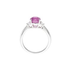 GRS Certified Cushion Vivid Pink Sapphire Cts 2.32 Half Moon Diamond Engagement