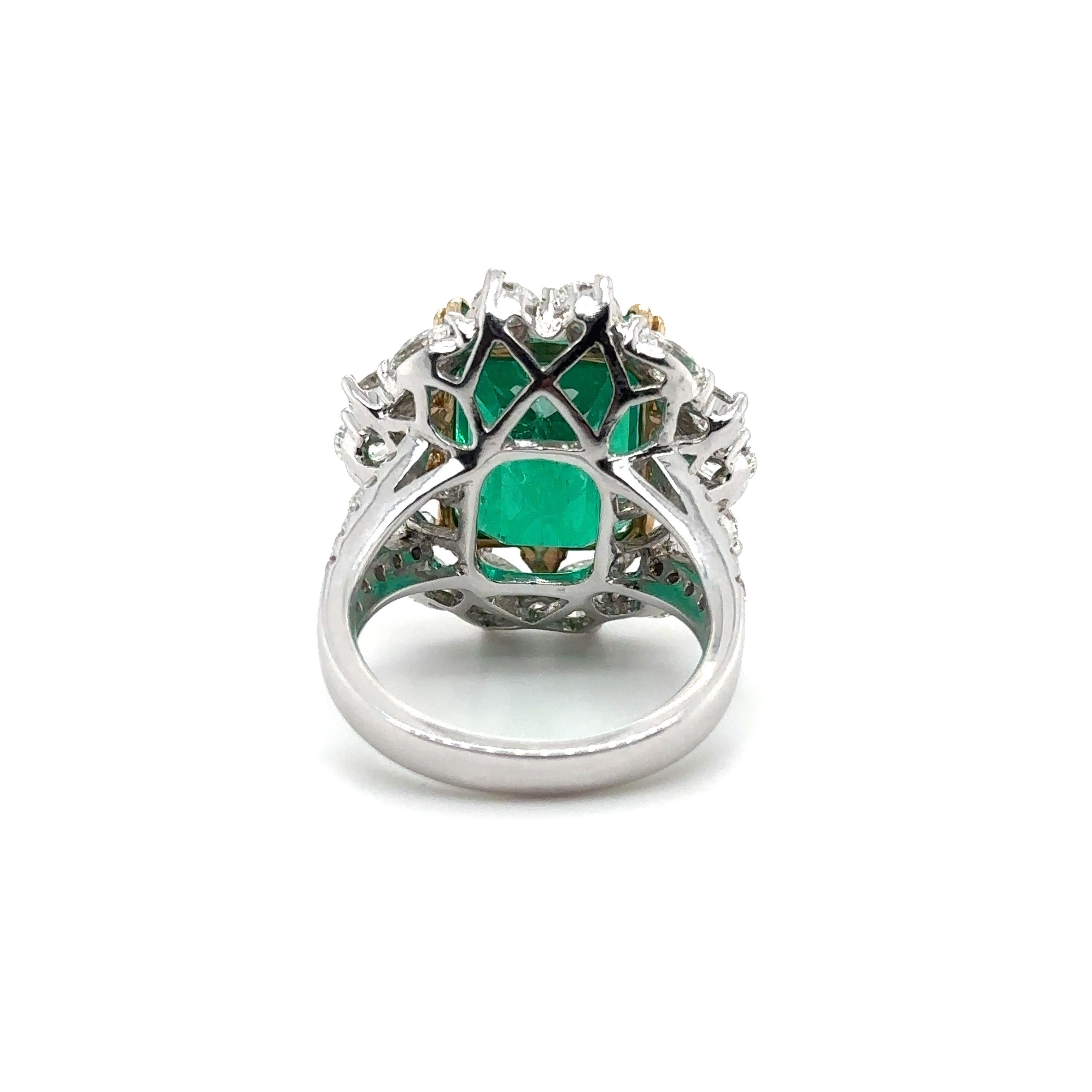 Octagon Cut GRS Certified Emerald Diamond Ring For Sale