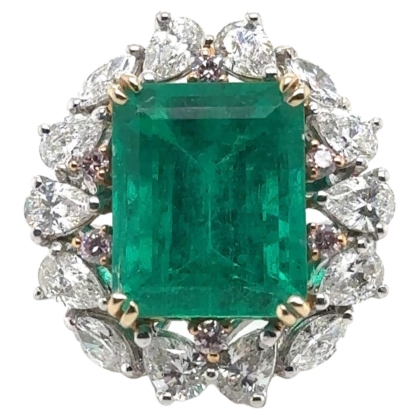 GRS Certified Emerald Diamond Ring For Sale