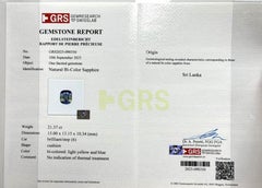 GRS Certified Faceted Bi Color Sapphire: 21.37 Carat Cushion Cut Gemstone