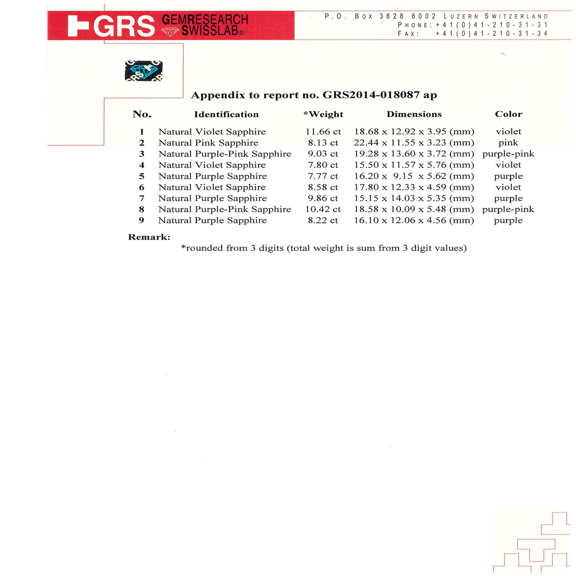 FORMS GRS zertifiziertes Fancy Saphir-Diamant-Set im Angebot 5