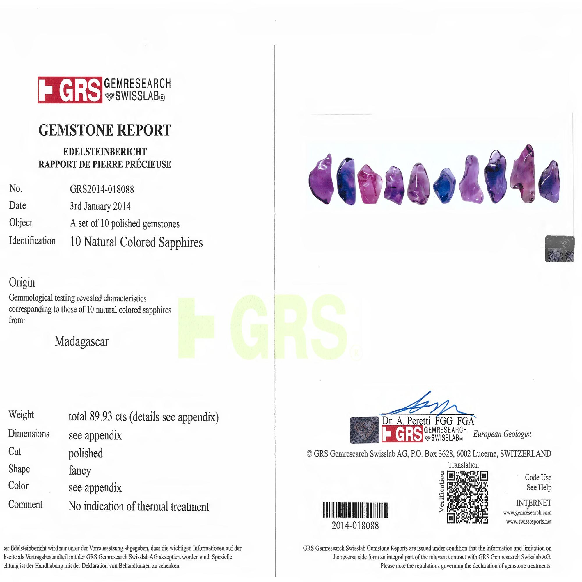 FORMS GRS zertifiziertes Fancy Saphir-Diamant-Set im Angebot 6