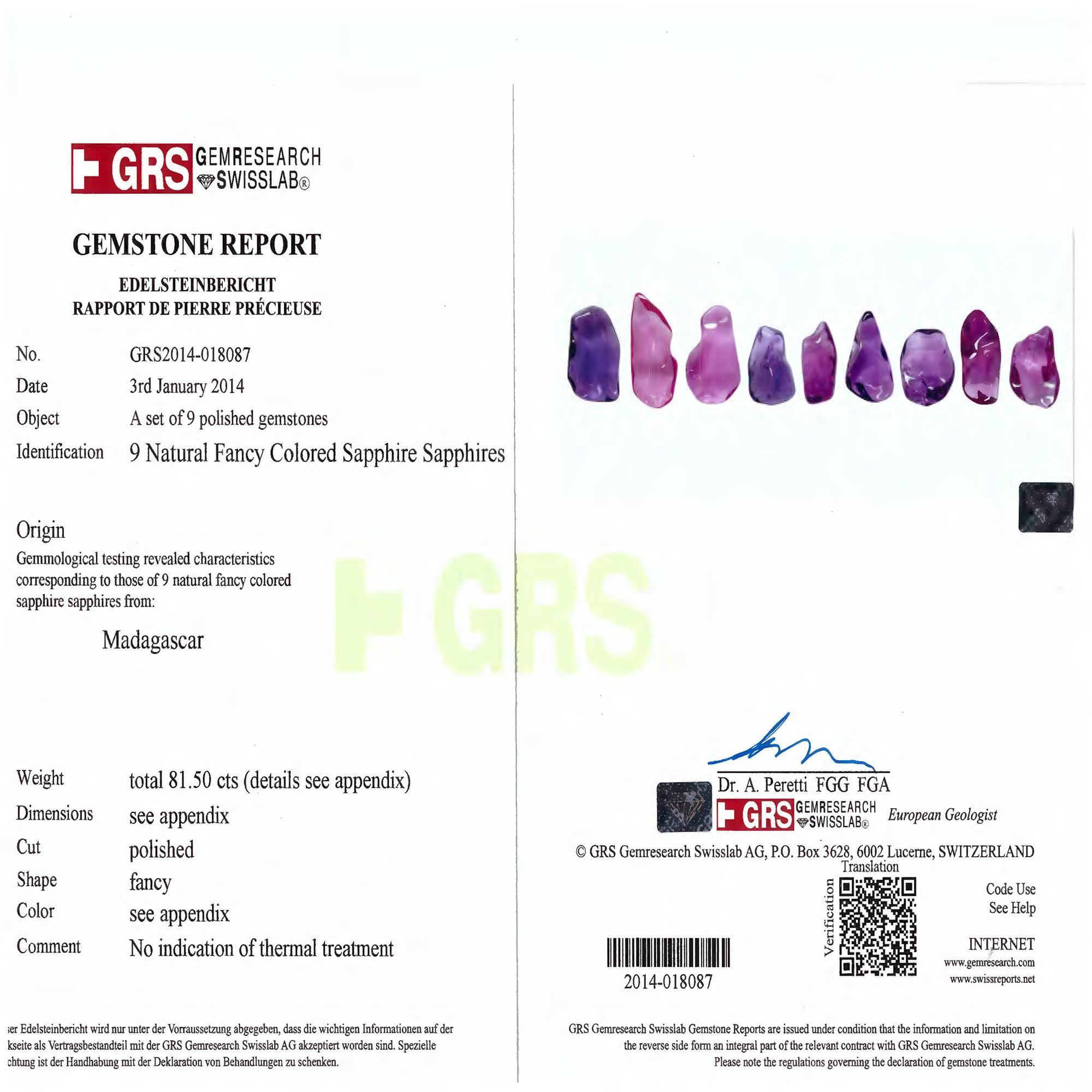 FORMS GRS zertifizierte Fancy Saphir-Diamant-Halskette/Manschette Demi-Parure Suite (Zeitgenössisch) im Angebot