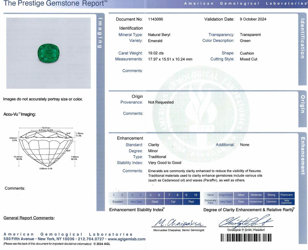 Women's or Men's GRS Certified Minor Oil 19 Ct. Green Emerald Diamond Necklace For Sale