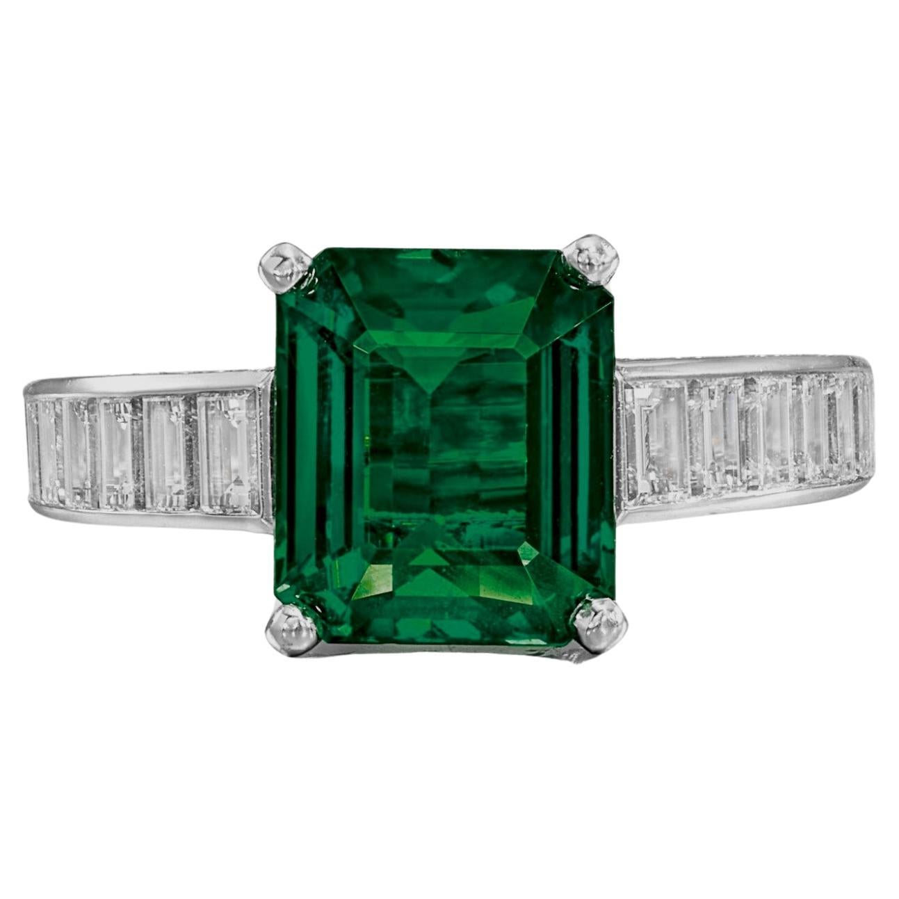 GRS Aceite Menor Certificado Anillo de Diamante Esmeralda Verde VIVID de 5,88 quilates