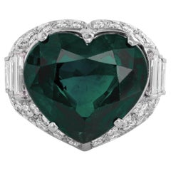 Anello con smeraldo a forma di cuore da 8,58 carati certificato GRS Minor Oil Vivid Green