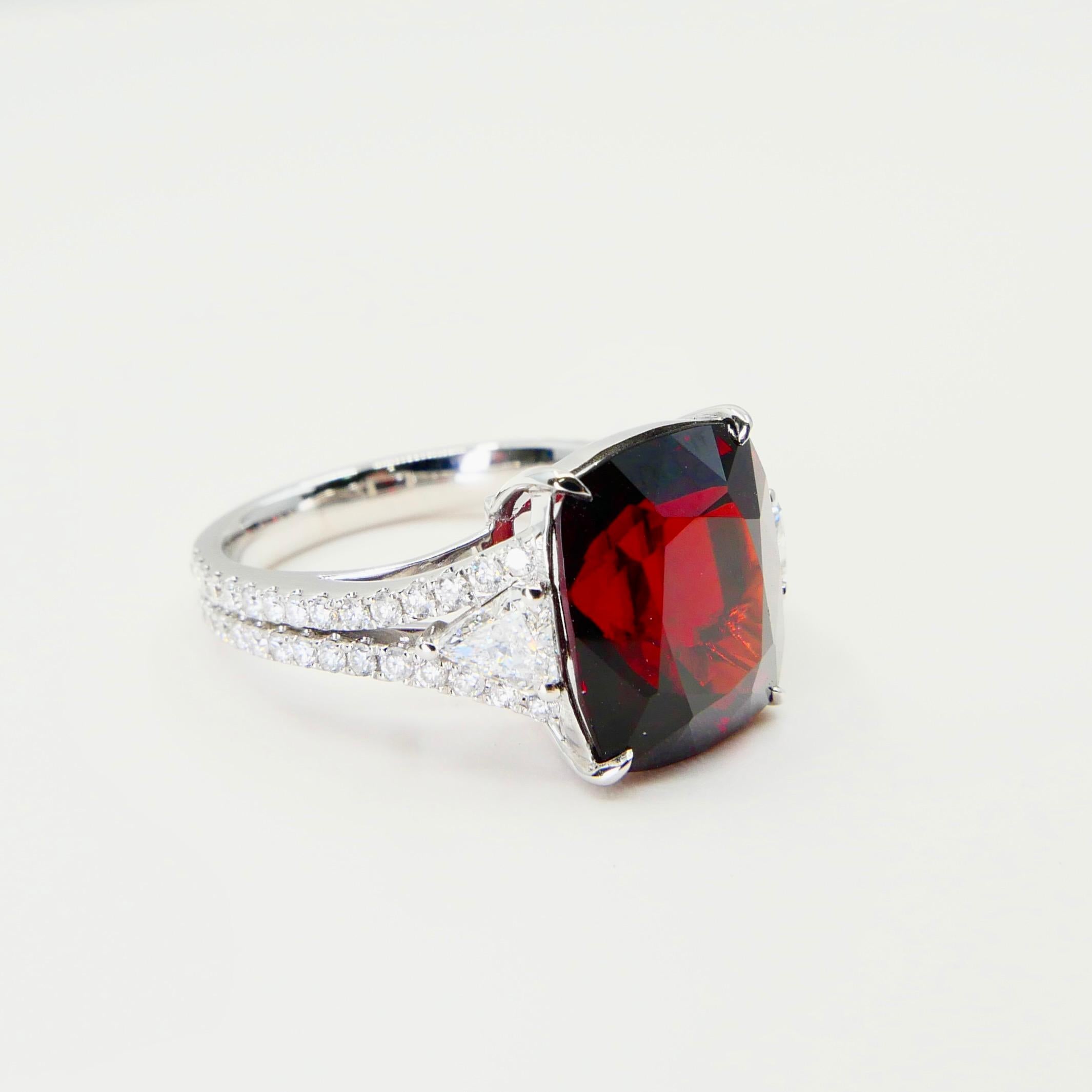 GRS Certified Natural 6.80 Cts Burma No Heat Red Spinel & Diamond Cocktail Ring 7