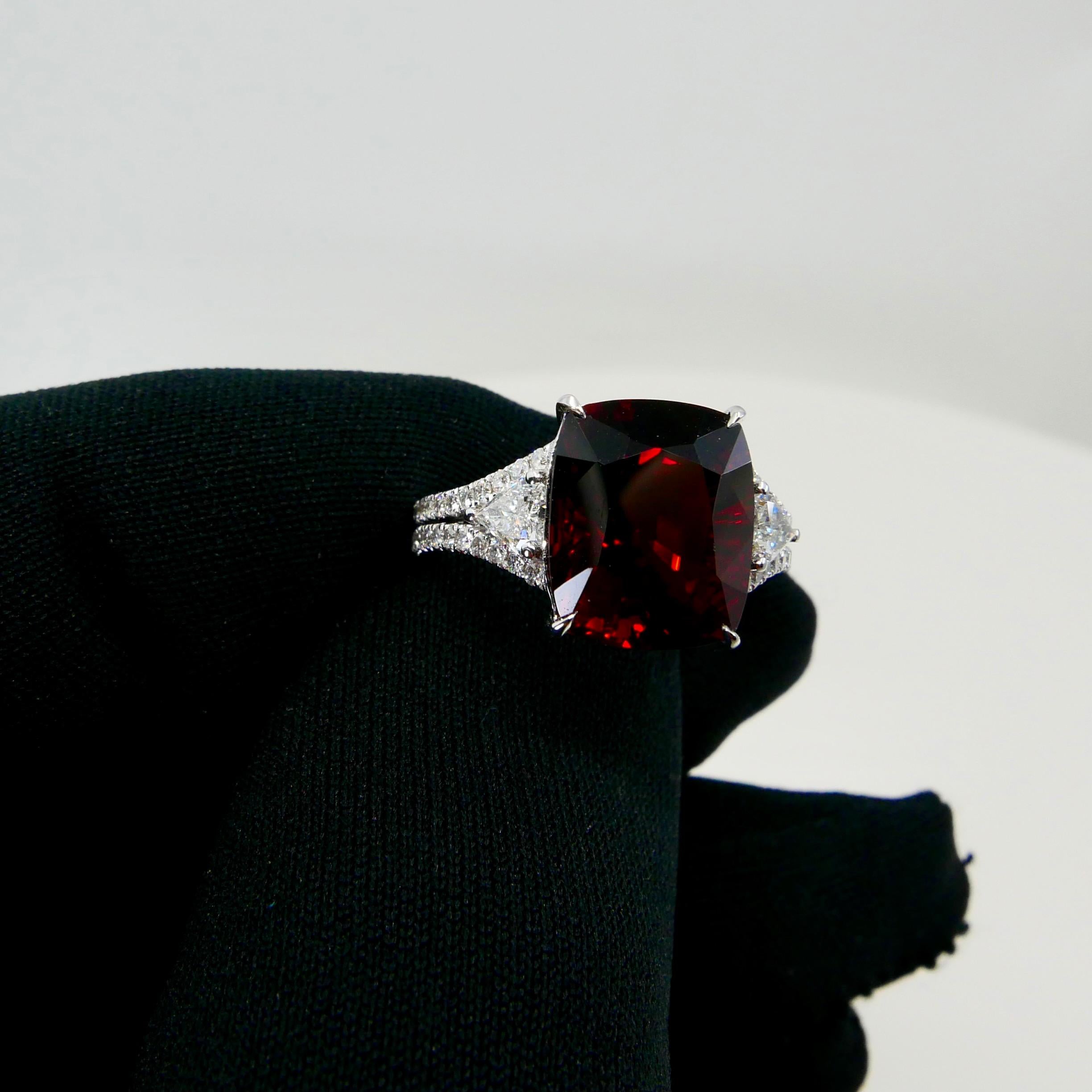 GRS Certified Natural 6.80 Cts Burma No Heat Red Spinel & Diamond Cocktail Ring 9