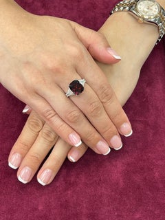 GRS Certified Natural 6.80 Cts Burma No Heat Red Spinel & Diamond Cocktail Ring