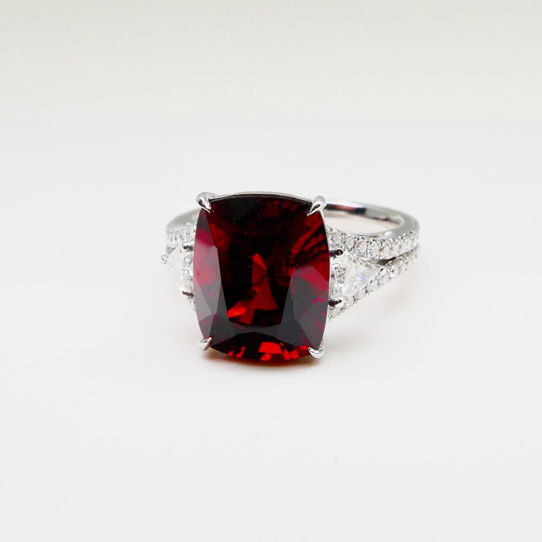 GRS Certified Natural 6.80 Cts Burma No Heat Red Spinel & Diamond Cocktail Ring 3