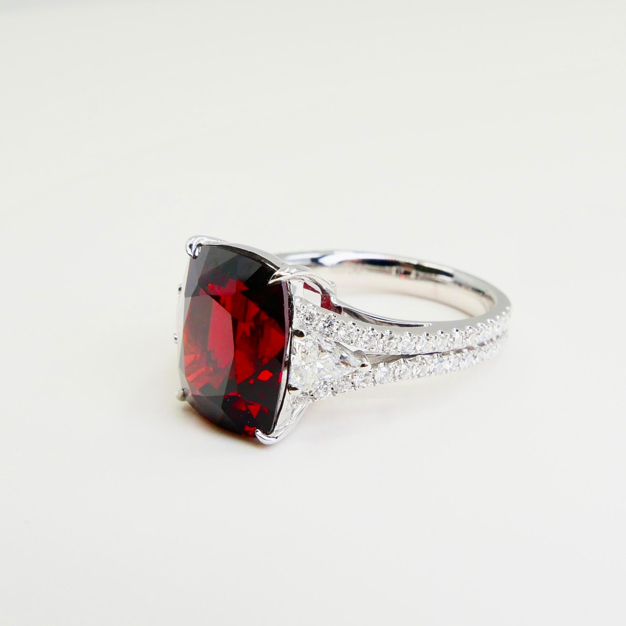 GRS Certified Natural 6.80 Cts Burma No Heat Red Spinel & Diamond Cocktail Ring 5