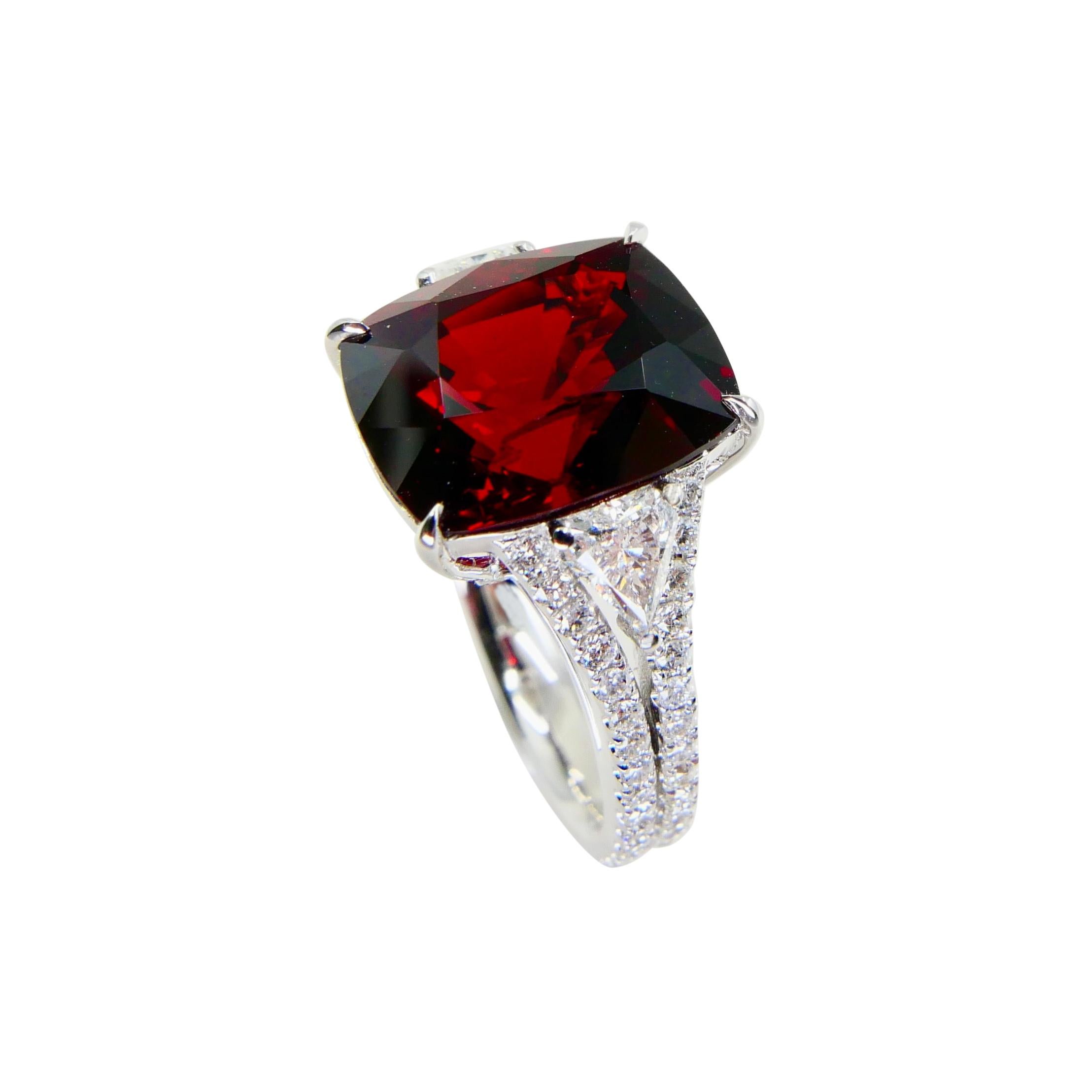 GRS Certified Natural 6.80 Cts Burma No Heat Red Spinel & Diamond Cocktail Ring