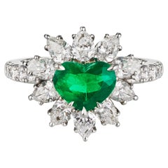 GRS-zertifizierter natürlicher kolumbianischer Smaragd-Diamantenring - Vivid Green 