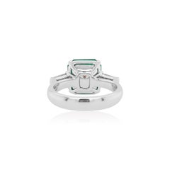 GRS Certified Natural Muzo Colombian Emerald and White Diamond Platinum Ring