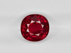 GRS Certified Natural No Heat Vivid Red Cushion Diamond Ring