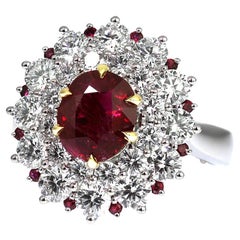 GRS Certified Natural Pigeon's Blood Red Ruby 'Burma/Myanmar, Mogok' 2.5ct Ring