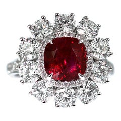 GRS Certified Natural Pigeon's Blood Red Ruby 'Burma/Myanmar, Mogok' 3.0ct Ring