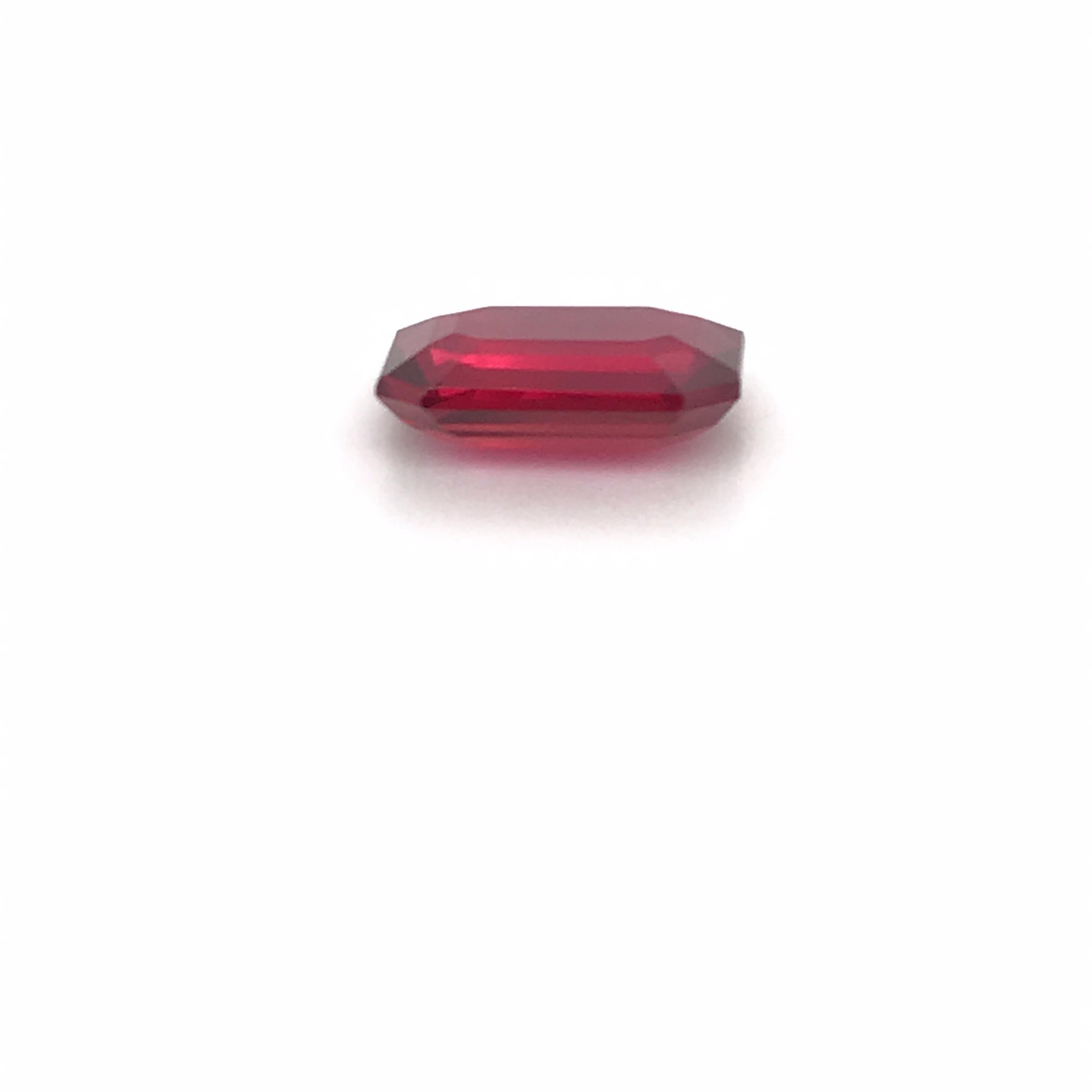 Octagon Cut GRS Certified Natural Ruby 4.04 Carat No Heat Vivid Red