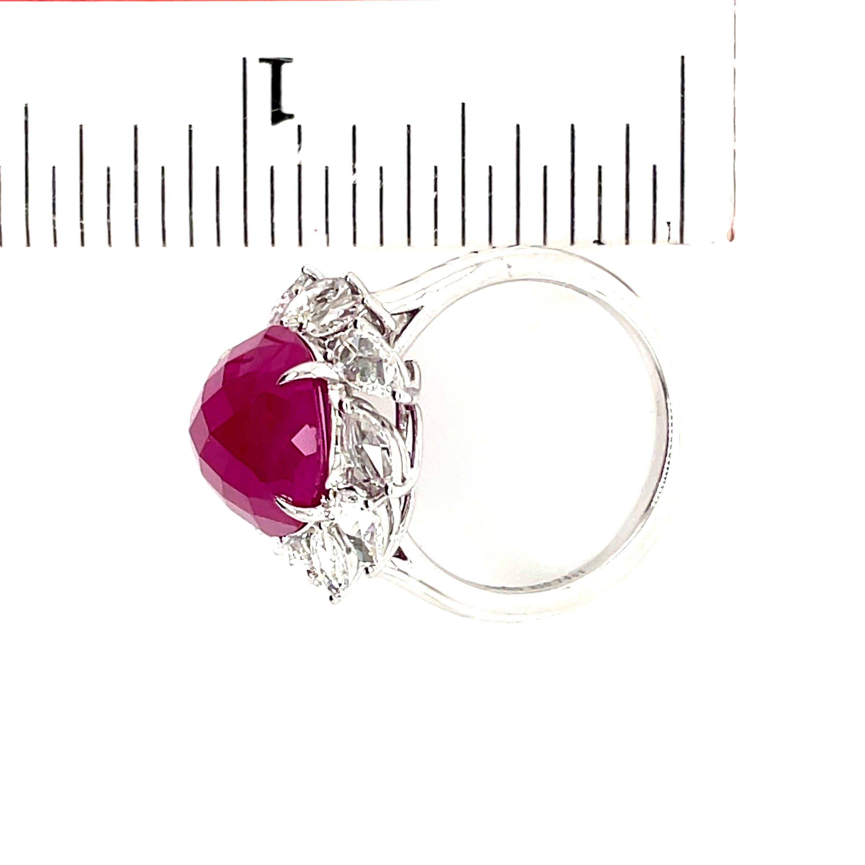 GRS Certified Natural Ruby and Pear and Marquise Diamond Engagement Ring For Sale 7
