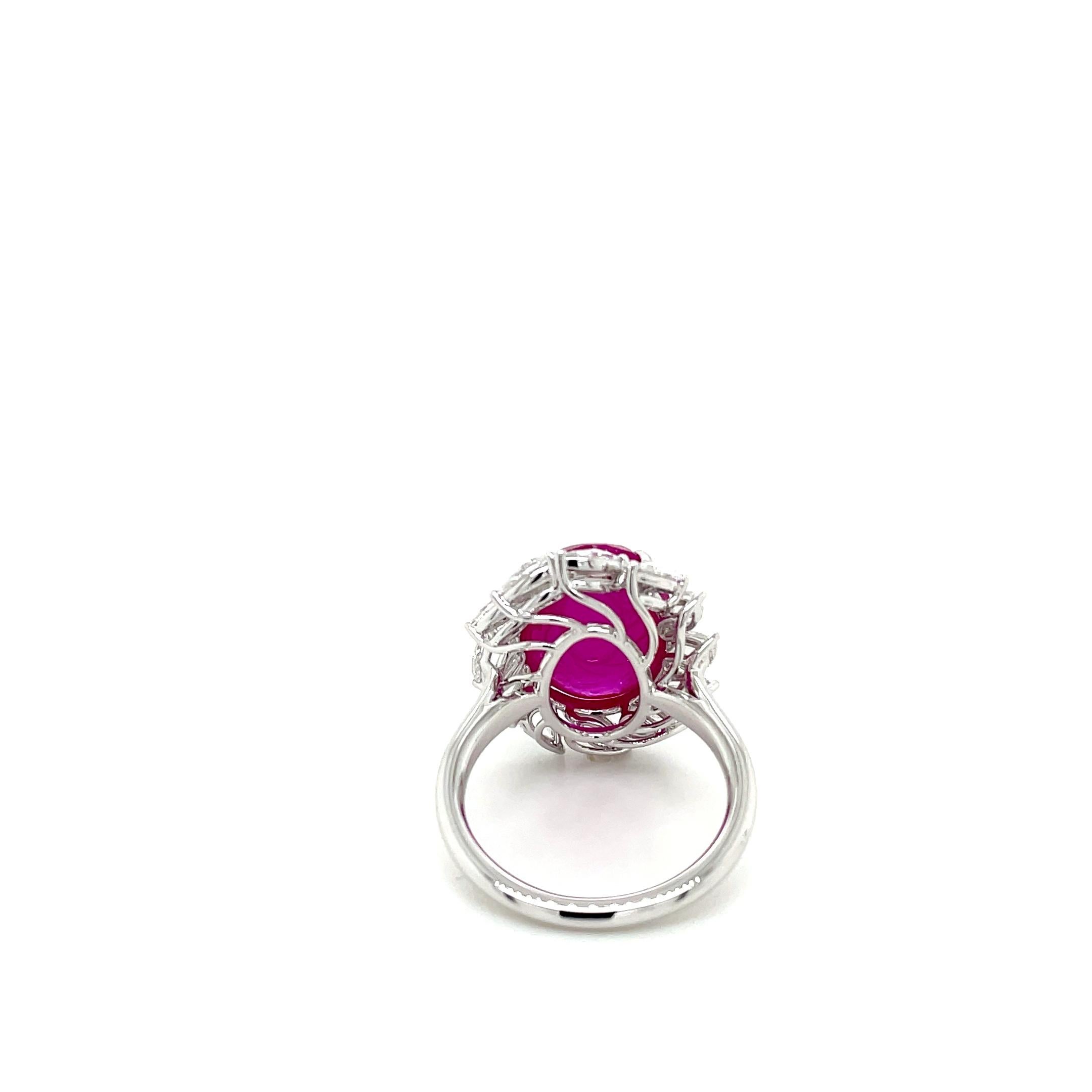 GRS Certified Natural Ruby and Pear and Marquise Diamond Engagement Ring In New Condition For Sale In Hong Kong, HK