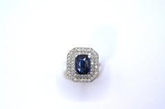 GRS certified Natural Unheated 7.71 carats Madagascar Royal Blue Sapphire ring
