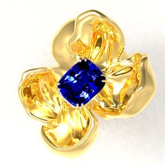 No Heat Royal Blue 1 Carat Sapphire Pendant Necklace in 18 Karat Gold