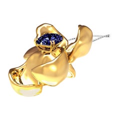 No Heat Royal Blue 1 Carat Sapphire Pendant Necklace in 18 Karat Gold