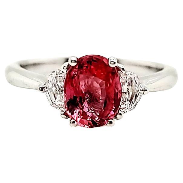 GRS Certified No Heat Oval-Shaped Pink Sapphire (Padparadsha - type) and Cts 1.3 For Sale