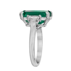 GRS Certified NO OIL INSIGNIFICANT 9.17 Carat VIVID Green Emerald Diamond Ring