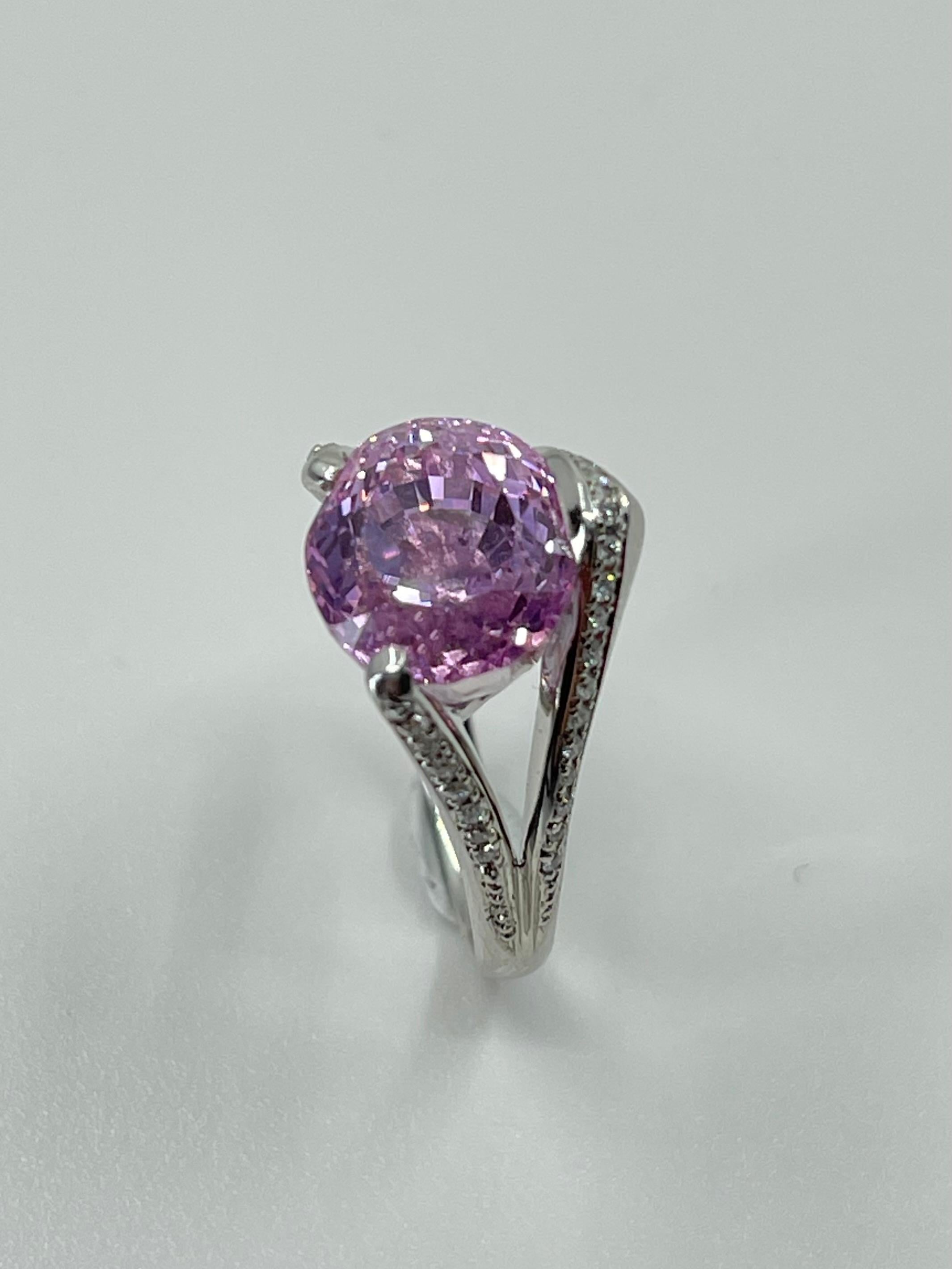 GRS Certified Over 10 Carats Pink Sapphire & Diamond Platinum Cocktail Ring In New Condition In Hong Kong, HK