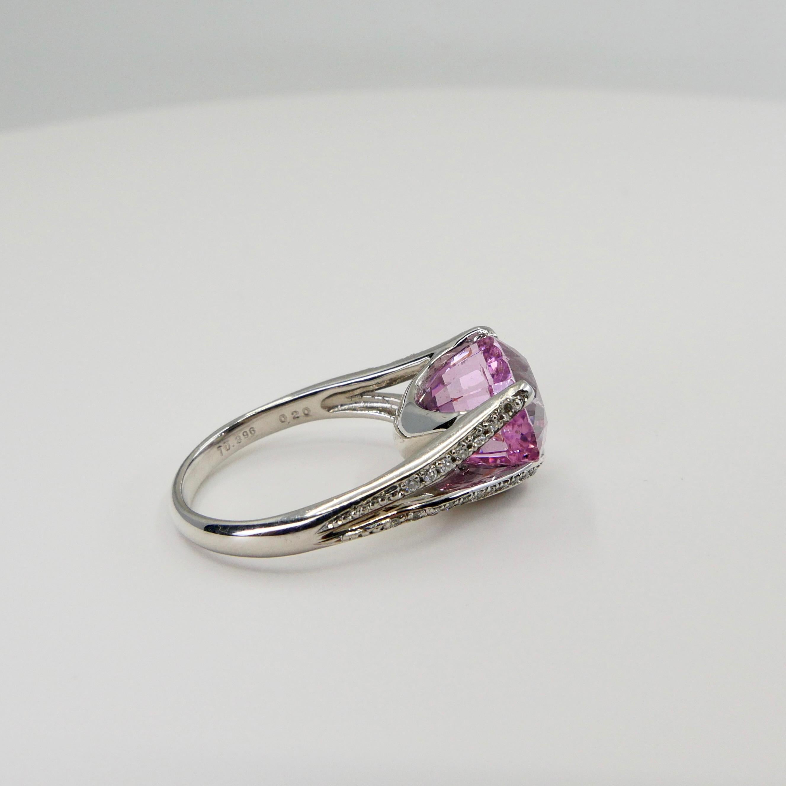 GRS Certified Over 10 Carats Pink Sapphire & Diamond Platinum Cocktail Ring 1