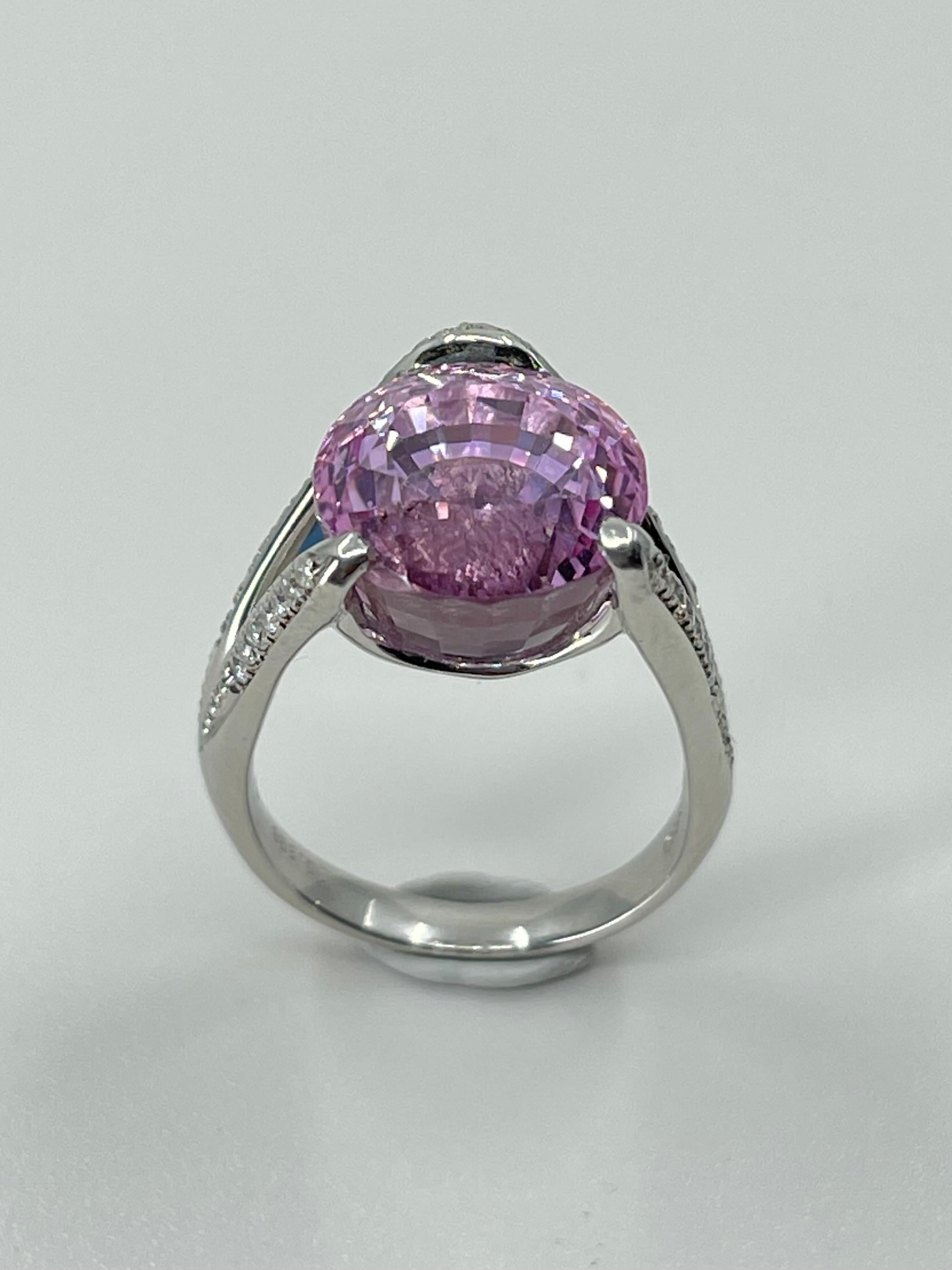 GRS Certified Over 10 Carats Pink Sapphire & Diamond Platinum Cocktail Ring 2