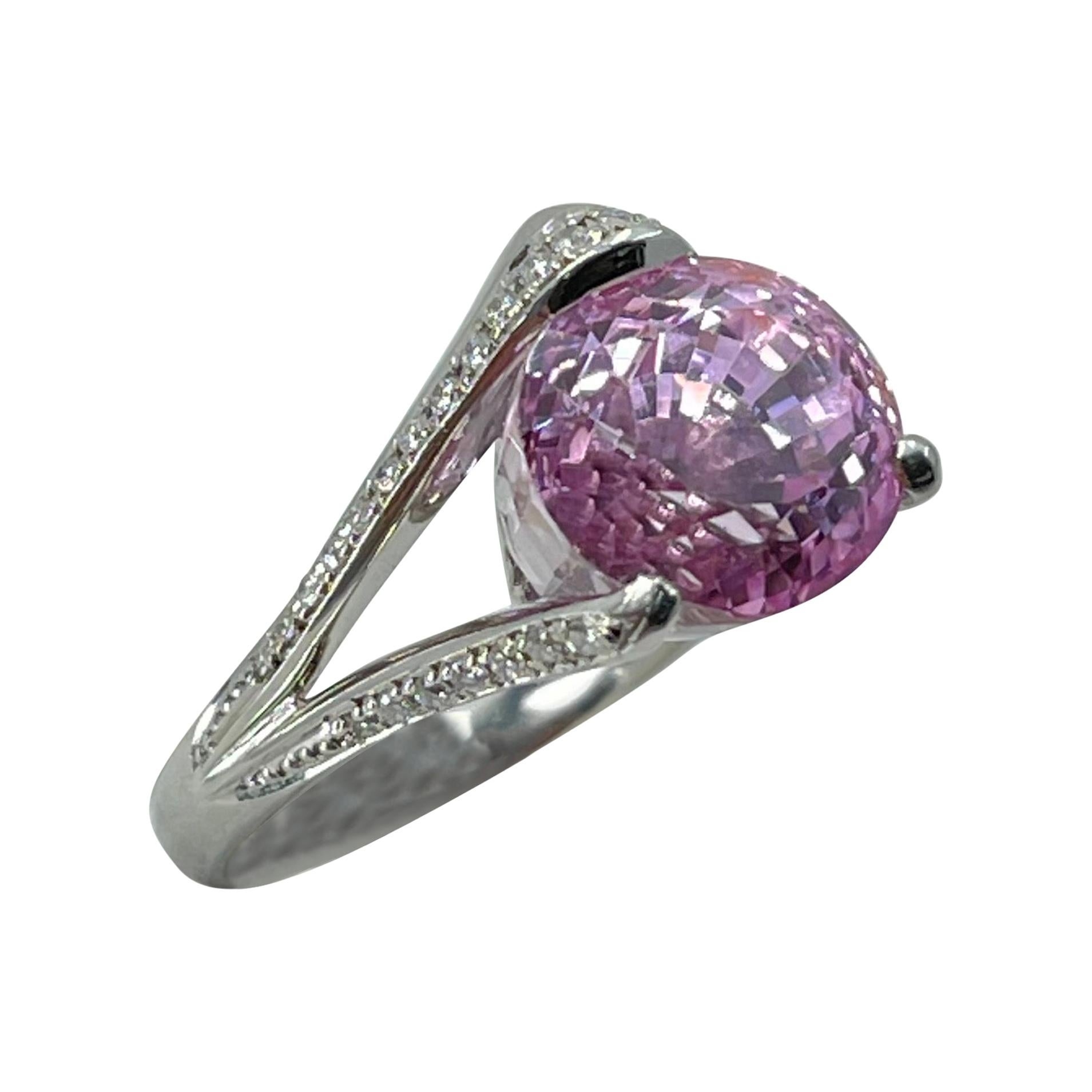 GRS Certified Over 10 Carats Pink Sapphire & Diamond Platinum Cocktail Ring