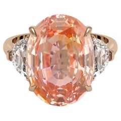 GRS and LOTUS Certified 15.00 Carat No Heat Padparadascha Sapphire VS Clarity