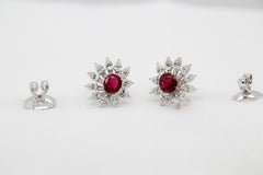 GRS Certified Pigeon Blood 2.11 Burmese No Heat Ruby and Diamond Earring