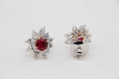 GRS Certified Pigeon Blood 2.14 Burmese No Heat Ruby and Diamond Earring