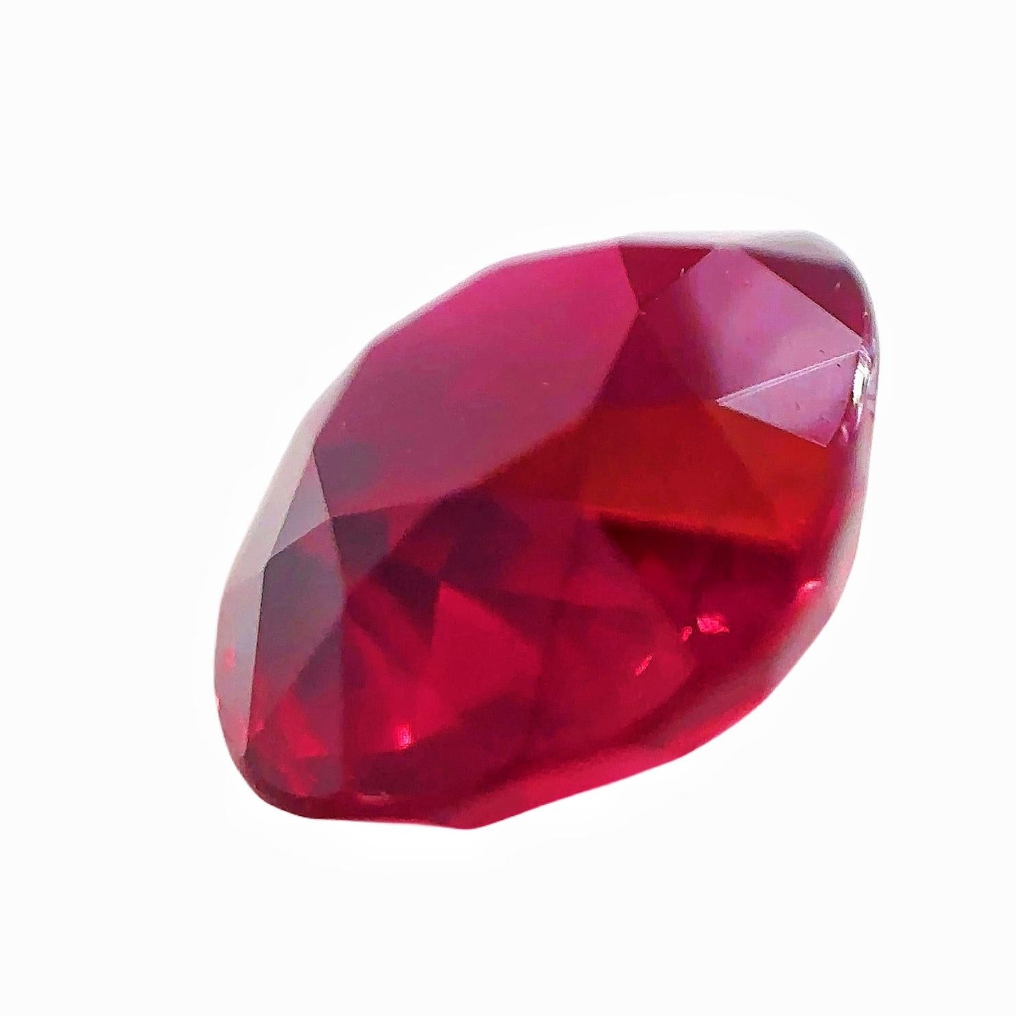 Cushion Cut GRS Certified Pigeon Blood 3.02 Carat Natural Unheated Mozambique Ruby For Sale