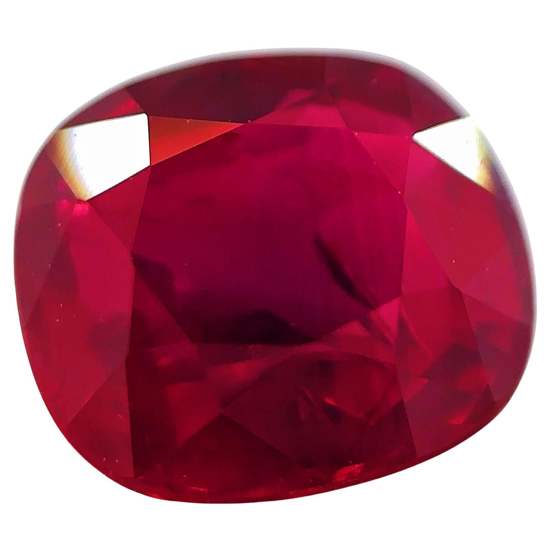 GRS Certified Pigeon Blood 3.02 Carat Natural Unheated Mozambique Ruby For Sale