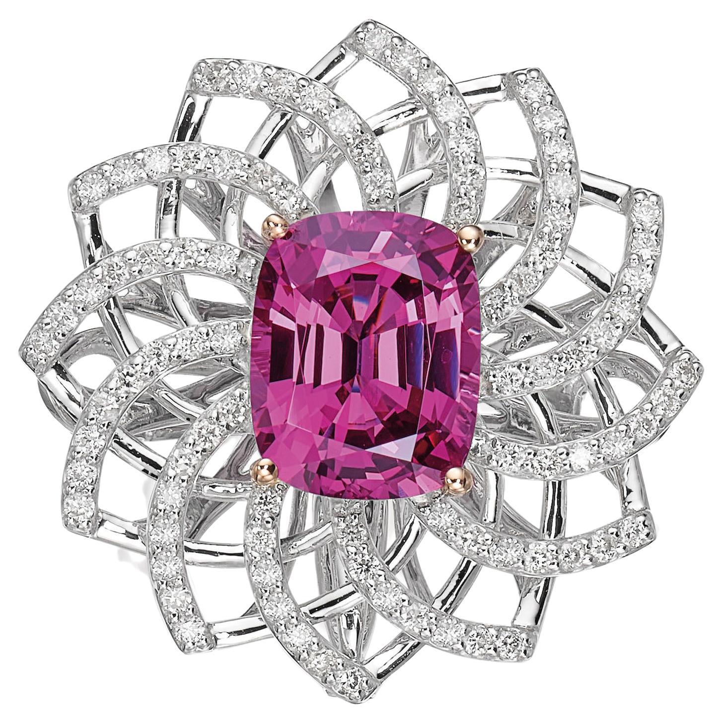 GRS Certified Pink Spinel and Diamond Ring / Pendant  For Sale