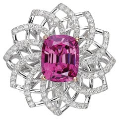 GRS Certified Pink Spinel and Diamond Ring / Pendant