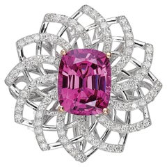 GRS-zertifizierter PINK SPINEL AND DIAMOND RING/Anhänger 