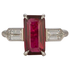 GRS Certified Platinum Pigeon Blood Ruby and Diamond Ring 4.00 Carat