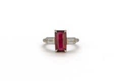 GRS Certified Platinum Pigeon Blood Ruby and Diamond Ring 4.00 Carat
