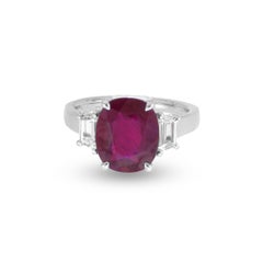 GRS Certified Three Stone Ruby Ring