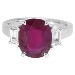 GRS Certified Three Stone Ruby Ring