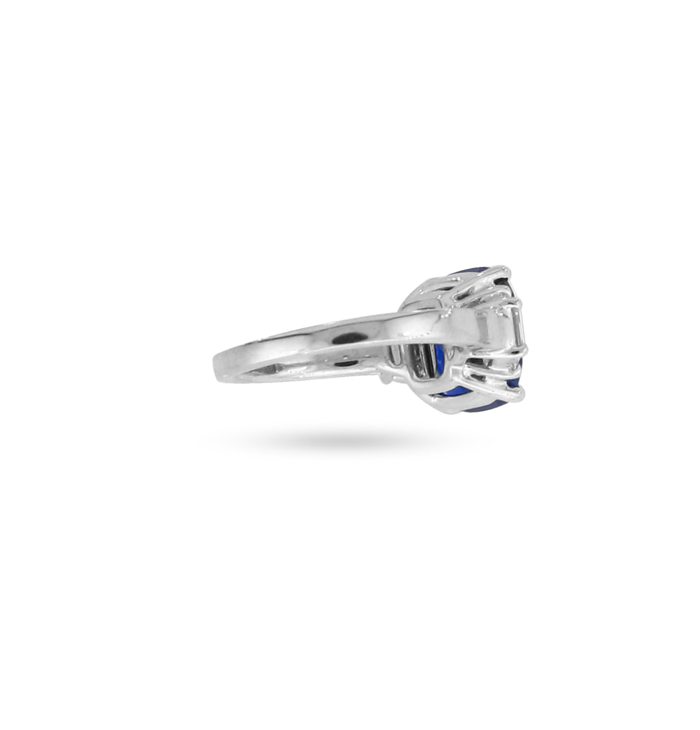 Women's GRS Certified Three Stone Sapphire Ring For Sale