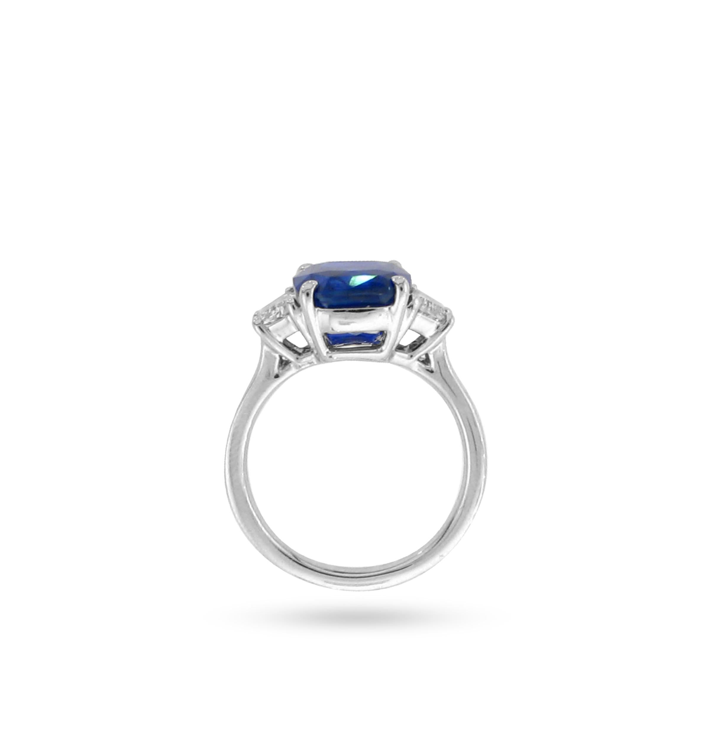 GRS Certified Three Stone Sapphire Ring For Sale 1